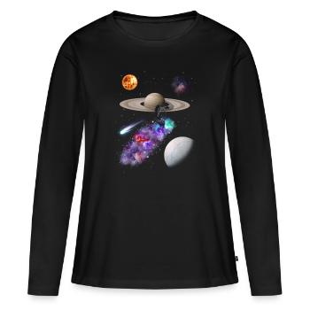 Espace - T-shirt manches longues Premium bio Femme - noir - Devant - Julia (174cm)