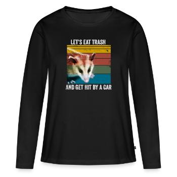 Eat Trash Possum animaux cadeau - T-shirt manches longues Premium bio Femme - noir - Devant - Julia (174cm)