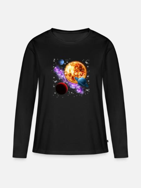 Universum - Frauen Premium Bio Langarmshirt - Schwarz