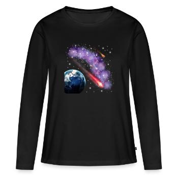 Weltraum - Frauen Premium Bio Langarmshirt - Schwarz - Vorne - Julia (174cm)