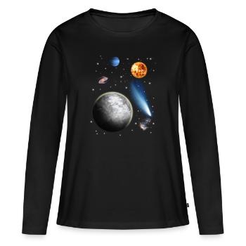 univers - T-shirt manches longues Premium bio Femme - noir - Devant - Julia (174cm)