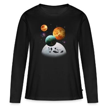 espace - T-shirt manches longues Premium bio Femme - noir - Devant - Julia (174cm)