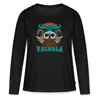 Valhala Viking - Ax Viking Head Tattoo Gift - Women's Premium Organic Long Sleeve Shirt - black - Front - Julia (174cm)