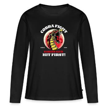 Cobra Fight Hit First - Karaté - T-shirt manches longues Premium bio Femme - noir - Devant - Julia (174cm)