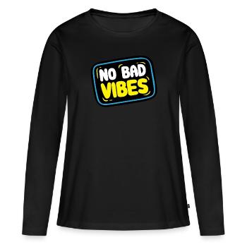 Pas de Schenke Vibes - Vibes Sticker - T-shirt manches longues Premium bio Femme - noir - Devant - Julia (174cm)