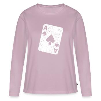 Carte à jouer Ace of Spades - T-shirt manches longues Premium bio Femme - rose poudré - Devant - Julia (174cm)