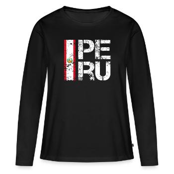 Pérou - T-shirt manches longues Premium bio Femme - noir - Devant - Julia (174cm)