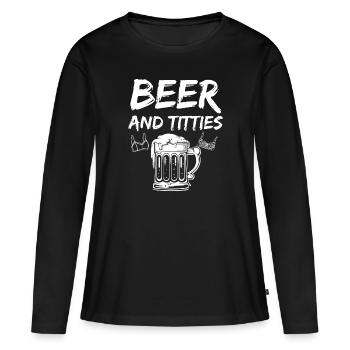 Beer and Tittie - Chemise de bière Funny Titties - T-shirt manches longues Premium bio Femme - noir - Devant - Julia (174cm)