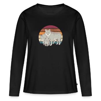 Meute de loups loups loup - T-shirt manches longues Premium bio Femme - noir - Devant - Julia (174cm)