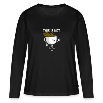 J'aime le cacao pas le café - T-shirt manches longues Premium bio Femme - noir - Devant - Julia (174cm)