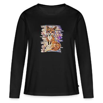 Fox - Women's Premium Organic Long Sleeve Shirt - black - Front - Julia (174cm)