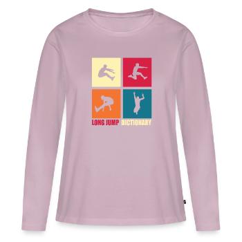 Cadeau drôle de lexique de saut en longueur - T-shirt manches longues Premium bio Femme - rose poudré - Devant - Julia (174cm)
