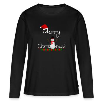 Joyeux Noël Joyeux Noël Joyeux Noël - T-shirt manches longues Premium bio Femme - noir - Devant - Julia (174cm)