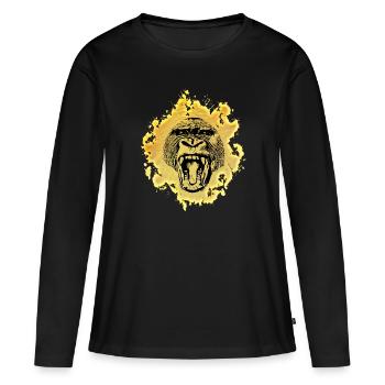 Singe - T-shirt manches longues Premium bio Femme - noir - Devant - Julia (174cm)