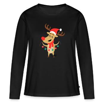 Rudolf le renne - Rudolph le renne - T-shirt manches longues Premium bio Femme - noir - Devant - Julia (174cm)