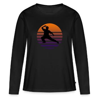 Silhouette de Tai Chi - T-shirt manches longues Premium bio Femme - noir - Devant - Julia (174cm)