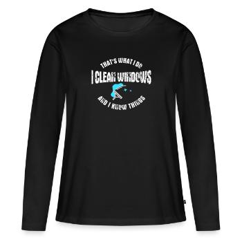 window cleaner - Women's Premium Organic Long Sleeve Shirt - black - Front - Julia (174cm)