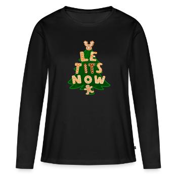 Chemise Le Tits Now - Chemise Let It Snow avec humour - T-shirt manches longues Premium bio Femme - noir - Devant - Julia (174cm)