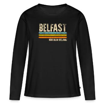 Irlande du Nord Belfast - T-shirt manches longues Premium bio Femme - noir - Devant - Julia (174cm)