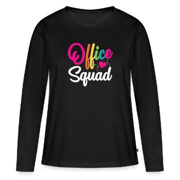 Équipe du secrétariat - T-shirt manches longues Premium bio Femme - noir - Devant - Julia (174cm)