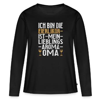 Lustige Sprüche Alkohol Eierlikör Oma Trinkreime - Frauen Premium Bio Langarmshirt - Schwarz - Vorne - Julia (174cm)
