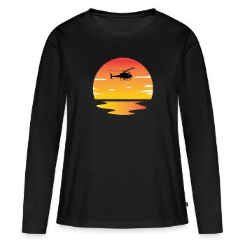 hélicoptère - T-shirt manches longues Premium bio Femme - noir - Devant - Julia (174cm)