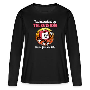 brainwashed by television - T-shirt manches longues Premium bio Femme - noir - Devant - Julia (174cm)