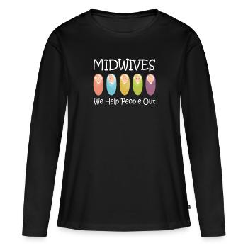 midwife - Women's Premium Organic Long Sleeve Shirt - black - Front - Julia (174cm)