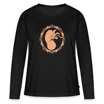 Schwangerschaft - Frauen Premium Bio Langarmshirt - Schwarz - Vorne - Julia (174cm)