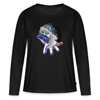 owl - Women's Premium Organic Long Sleeve Shirt - black - Front - Julia (174cm)