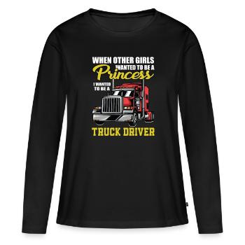 LKW Prinzessin - Frauen Premium Bio Langarmshirt - Schwarz - Vorne - Julia (174cm)