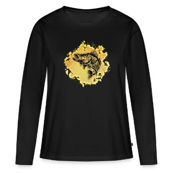Saumons - T-shirt manches longues Premium bio Femme - noir - Devant - Julia (174cm)