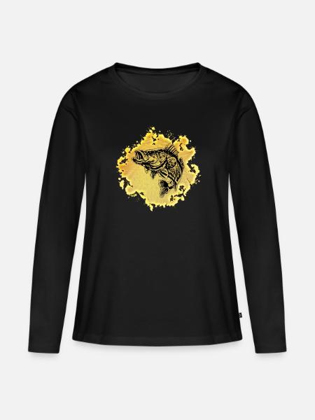Lachs - Frauen Premium Bio Langarmshirt - Schwarz