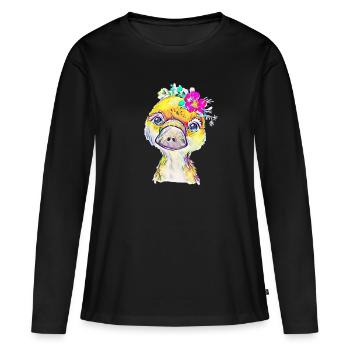 Bec d’abel - T-shirt manches longues Premium bio Femme - noir - Devant - Julia (174cm)