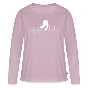 Wingfoil Fréquence cardiaque - T-shirt manches longues Premium bio Femme - rose poudré - Devant - Julia (174cm)