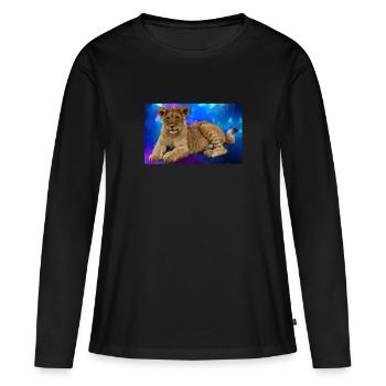 Lion Polygone - T-shirt manches longues Premium bio Femme - noir - Devant - Julia (174cm)