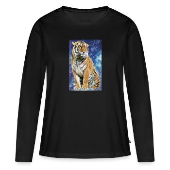 Tiger Polygone - T-shirt manches longues Premium bio Femme - noir - Devant - Julia (174cm)