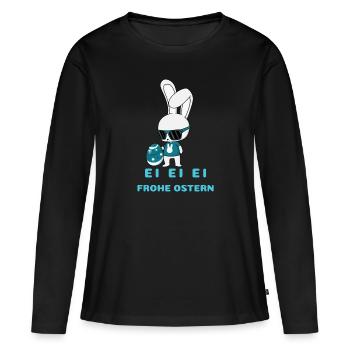Frohe Ostern - Frauen Premium Bio Langarmshirt - Schwarz - Vorne - Julia (174cm)