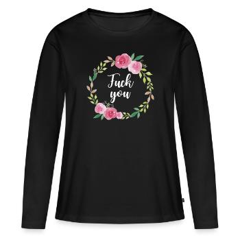 Fuck you - Sarcasmes Provocation Cool - T-shirt manches longues Premium bio Femme - noir - Devant - Julia (174cm)
