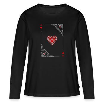 Card Symbols Playing Cards Heart Ace Card Game - Women's Premium Organic Long Sleeve Shirt - black - Front - Julia (174cm)