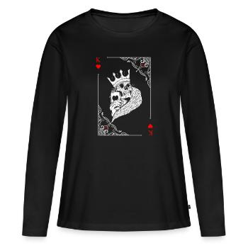 Card Symbols Playing Cards Heart King Card Game - Women's Premium Organic Long Sleeve Shirt - black - Front - Julia (174cm)