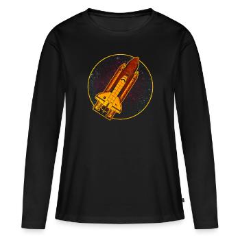 Navette spatiale fusée vaisseau spatial - T-shirt manches longues Premium bio Femme - noir - Devant - Julia (174cm)