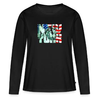 New York Freiheitsstatue - Frauen Premium Bio Langarmshirt - Schwarz - Vorne - Julia (174cm)