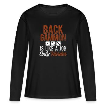 backgammon job - T-shirt manches longues Premium bio Femme - noir - Devant - Julia (174cm)