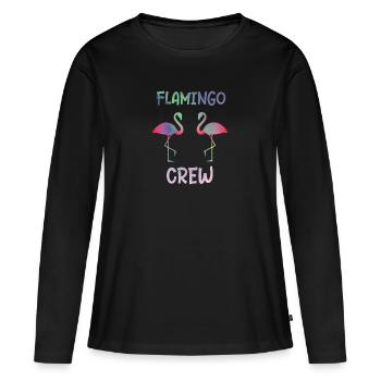 Flamingo Crew en cadeau Flamingos Flamingo Flamingo - T-shirt manches longues Premium bio Femme - noir - Devant - Julia (174cm)