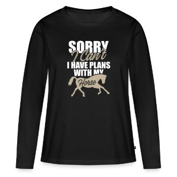 plans chevaux - T-shirt manches longues Premium bio Femme - noir - Devant - Julia (174cm)
