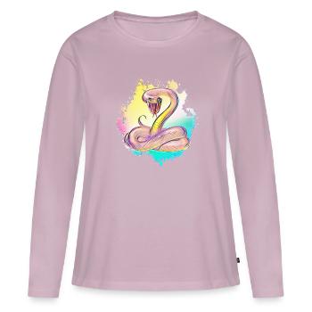 Serpent - T-shirt manches longues Premium bio Femme - rose poudré - Devant - Julia (174cm)