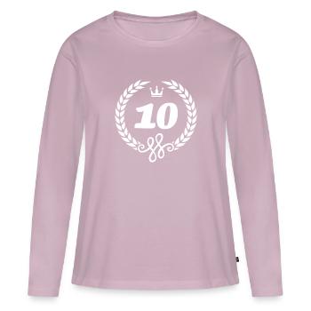 10 years symbol wreath - Women's Premium Organic Long Sleeve Shirt - dusky pink - Front - Julia (174cm)