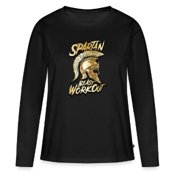 spartan beast workout or - T-shirt manches longues Premium bio Femme - noir - Devant - Julia (174cm)