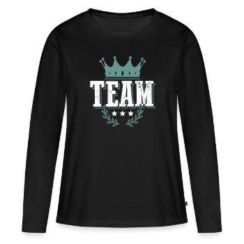 Team Member - T-shirt manches longues Premium bio Femme - noir - Devant - Julia (174cm)